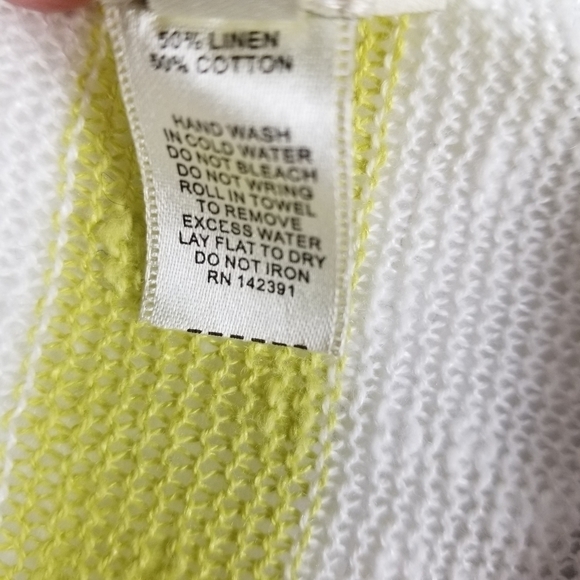 Project Linen Blend Neon Neutral Stripe Waterfall Open Front Cardigan Size Small - Picture 7 of 8